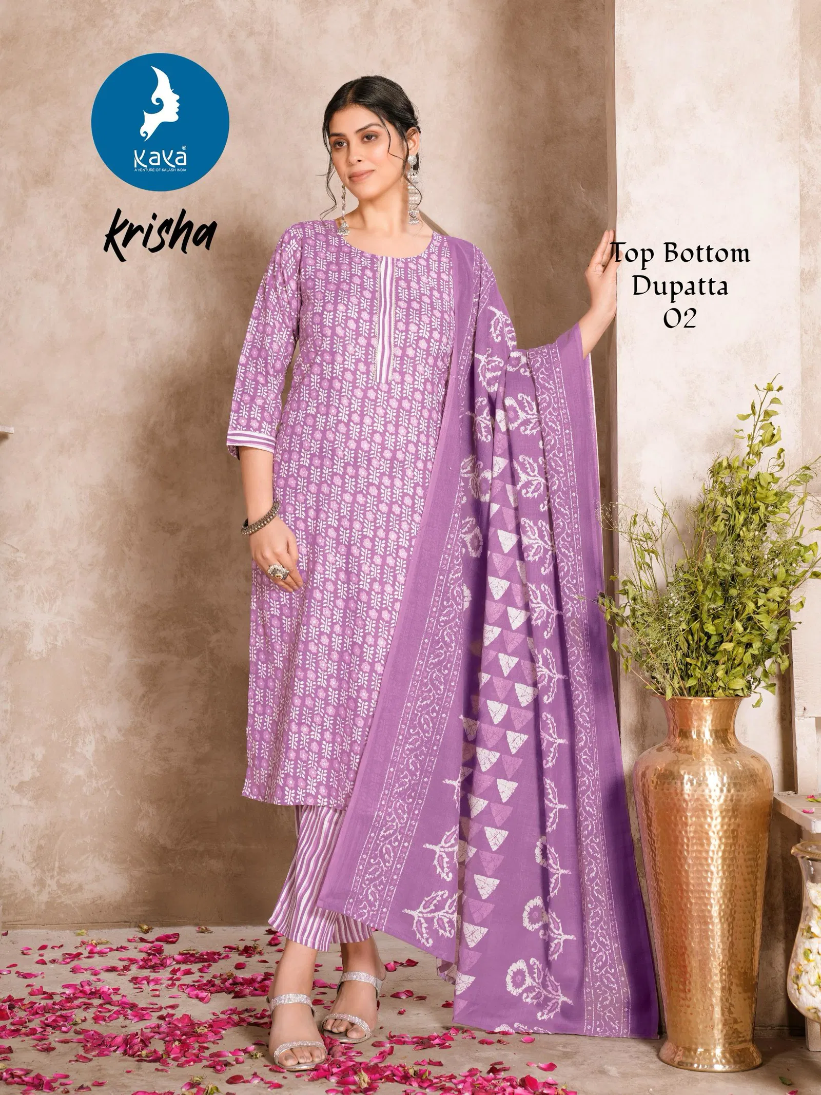 Krisha By Kaya Cotton Printed Kurti With Bottom Dupatta Suppliers In India